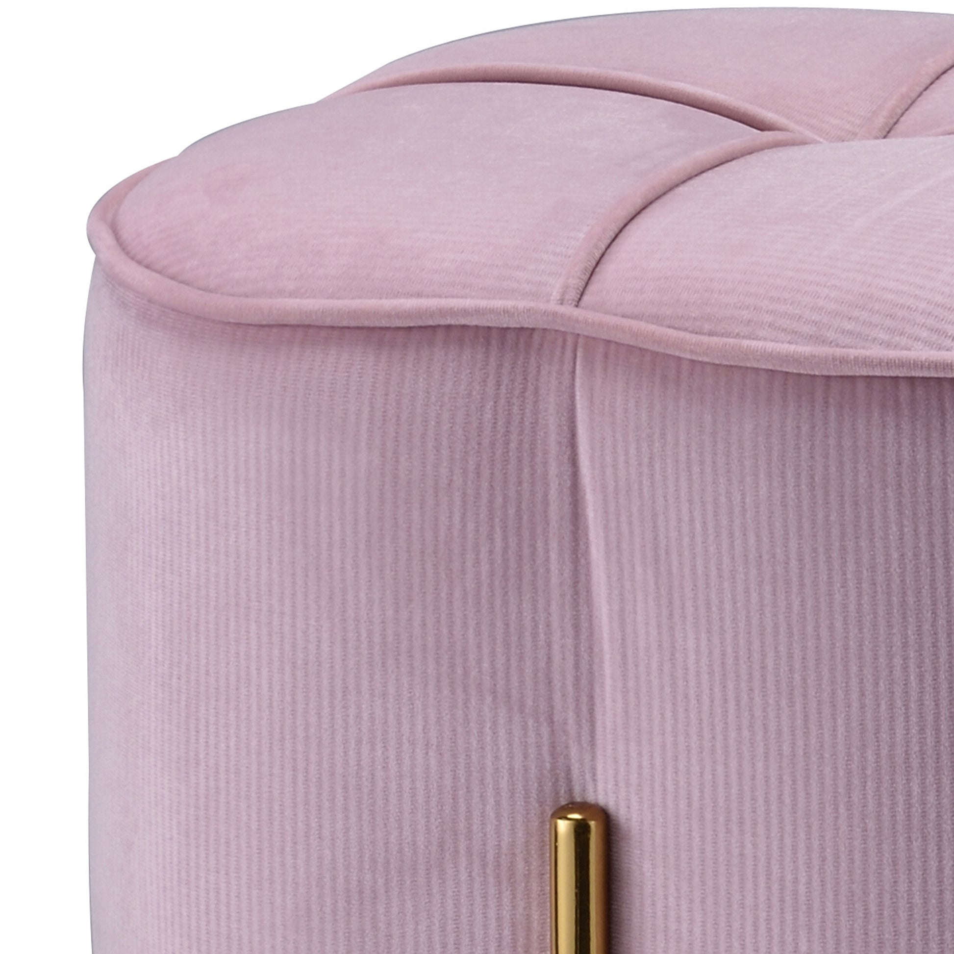 Blush Pink And Gold Round Ottoman Pink Primary Living Space Solid Pink Modern Square Velvet