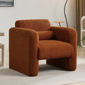 Modern Accent Chair Lambskin Sherpa Fabric Upholstered Comfy Reading Arm Chair Soft Padded Armchair With Back And Pillow For Living Room Bedroom Reception Waiting Room Office,Burnt Orange Burnt