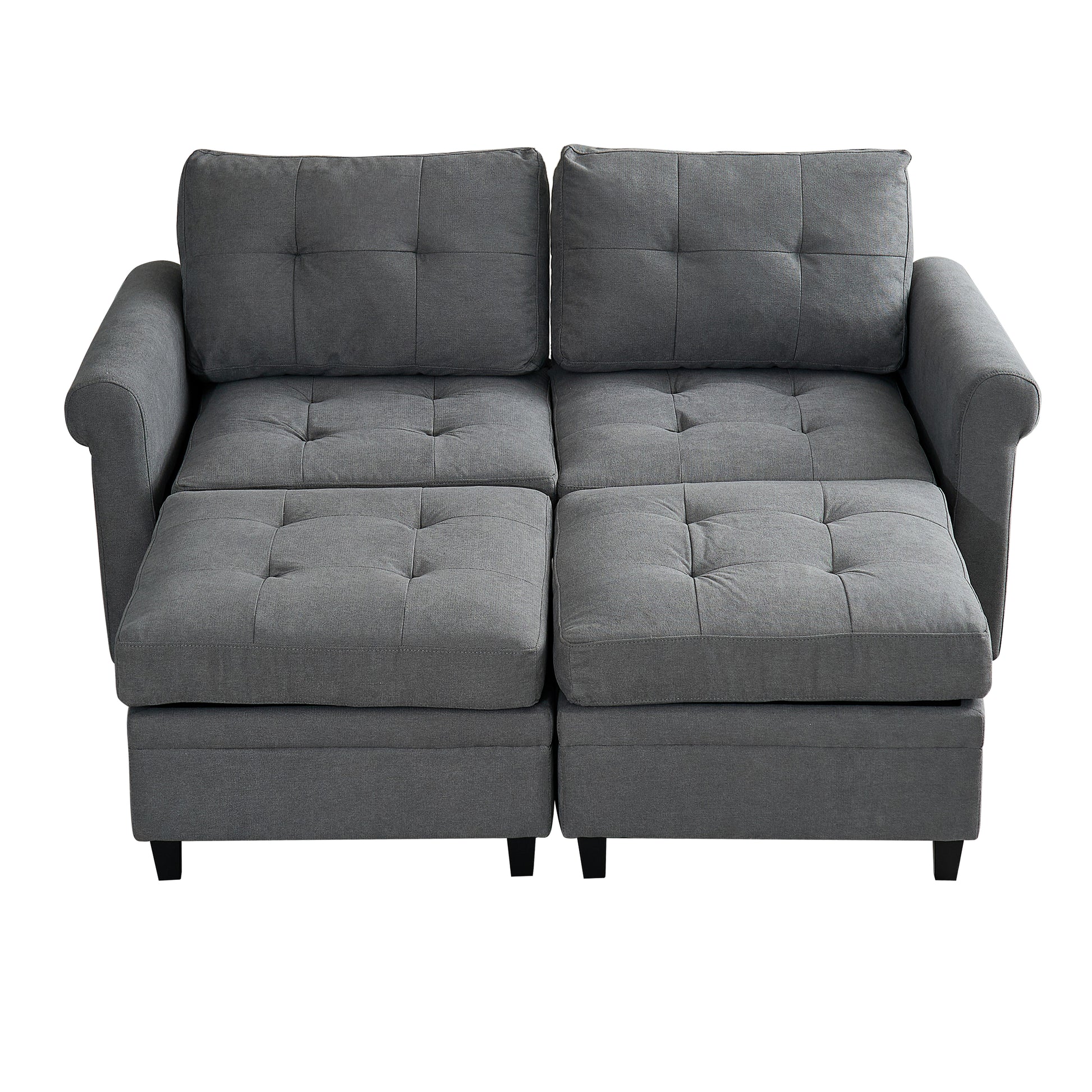 U Shaped Sectional Couch Convertible Sectional Couch With Double Chaise 6 Seat Sectional Sofa For Living Room Grey Fabric 6 Seat