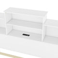 Queen Size Storage Platform Bed Frame With 4 Open Storage Shelves And Usb Charging Design,White Queen White Solid Wood Mdf