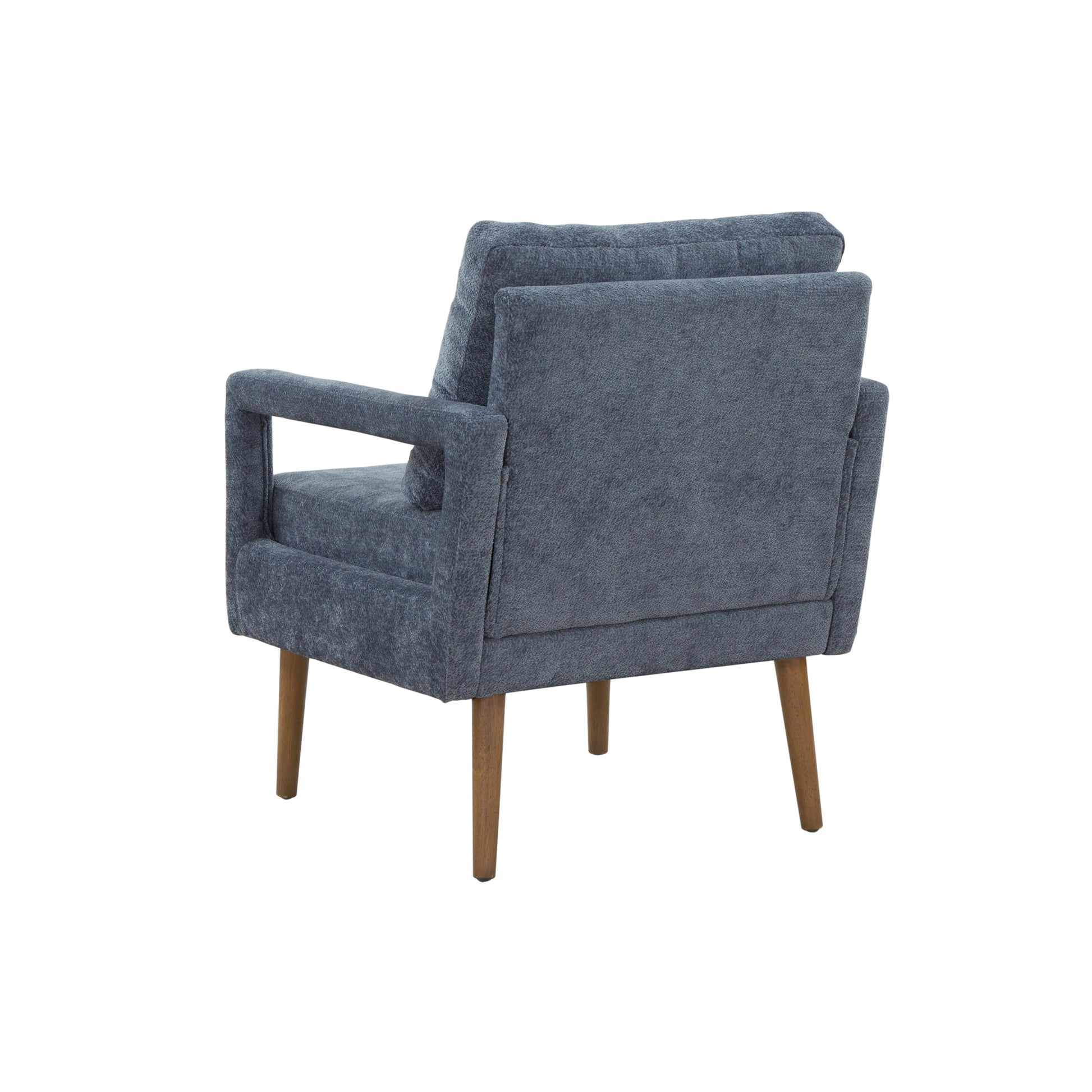 Mid Century Armchairaccent Chair With Chenille Armrest & Soft Cushion For Living Room, Bedroom, Home Office, Study, Dark Grayish Blue Blue Foam Wood Fabric