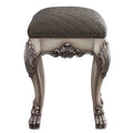 Grey And Vintage Bone White Vanity Stool With Tufted Seat Grey Bedroom Wood Fabric