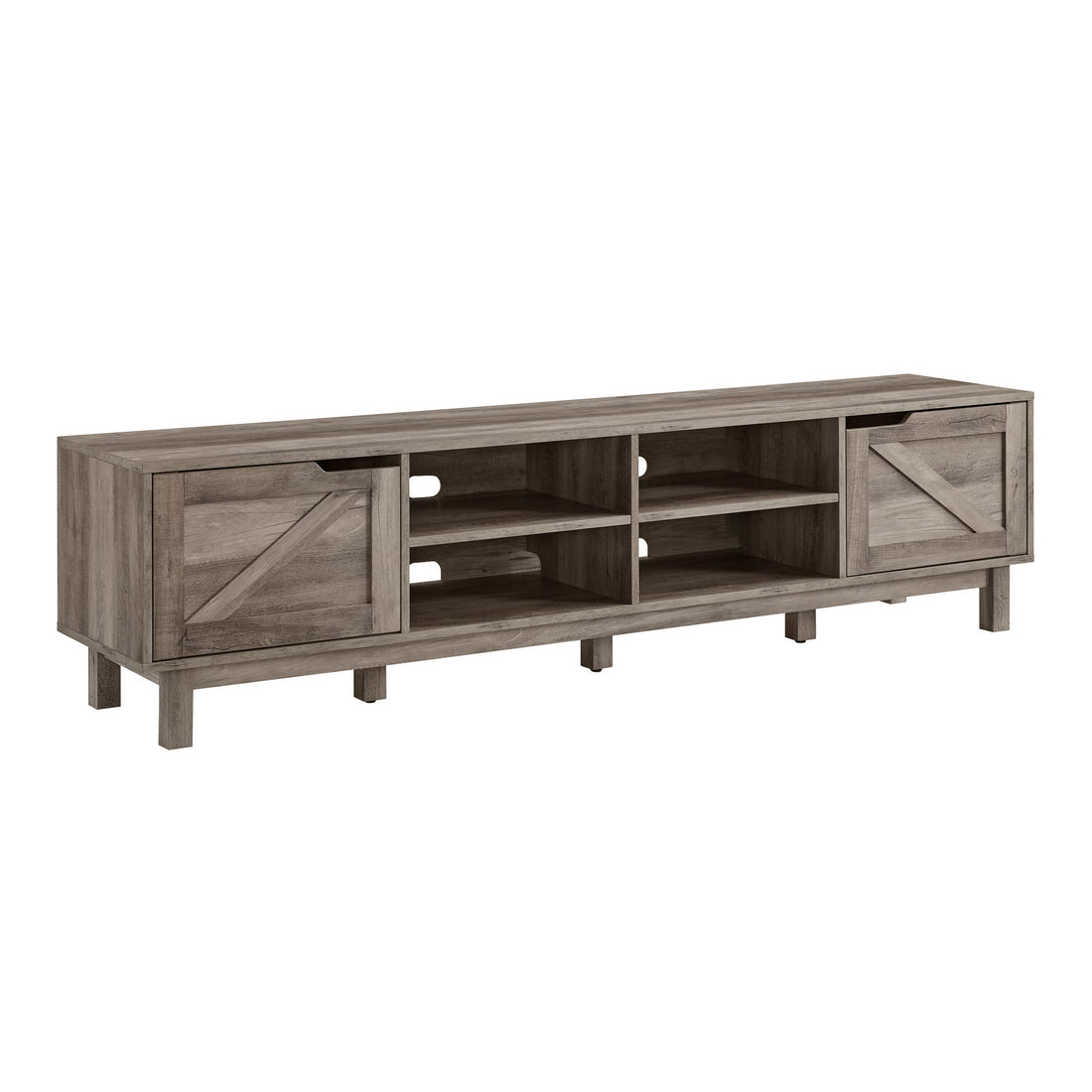 Rustic Barndoor Open Storage Tv Stand For Tvs Up To 80 Inches Grey Wash Gray Wash 80 89 Inches Mdf Mdf