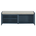 Distressed Shutter Storage Bench With Acacia Veneer For Retro Charm For Living Room, Entryway Navy Navy Mdf