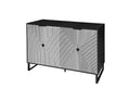 Carved 4 Door Sideboard Sideboard Buffet Cabinet With Storage Black And White Striped Sideboardmodern Coffee Bar Cabinet With Adjustable Shelf For Living Room Diningroom Kitchen Black Modern Mdf