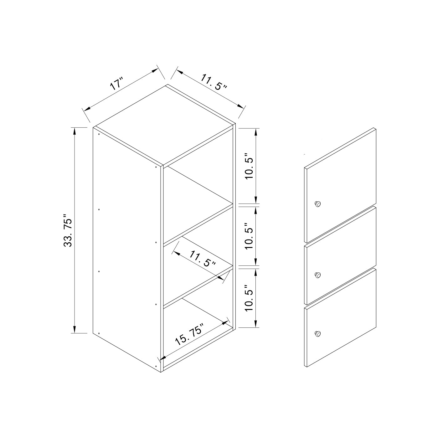 Three Door Storage Utility Cabinet Entryway Living Room Garage Hallway Bathroom White Wooden Knob Handle White Particle Board Mdf