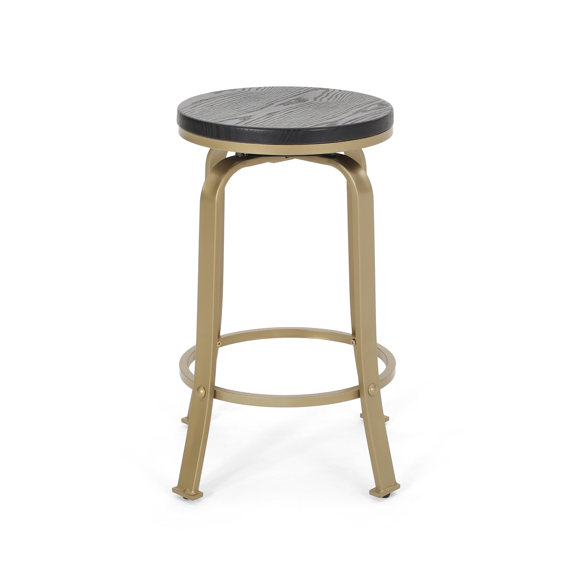 Counter Stool2Pcs Set Black Gold Metal