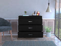 Cambridge Three Drawers Dresser Black Bedroom Modern Pine Melamine Engineered Wood