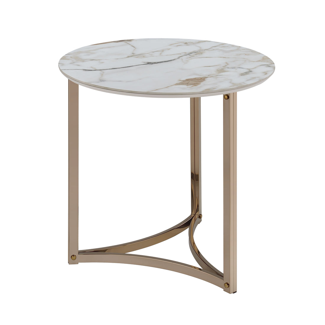 Aziz End Table, Sintered Stone Top & Champagne Finish Lv02826 Champagne Metal Stone