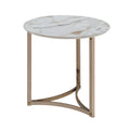 Aziz End Table, Sintered Stone Top & Champagne Finish Lv02826 Champagne Metal Stone