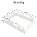 Full Size Floor Bed, Integral Construction With Super High Security Barrier, Door, Children'S Floor Bed Frame, Montessori Wooden Children'S Floor Bed, White Box Spring Required Full White Wood Brown