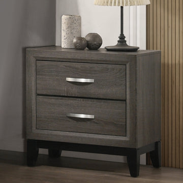 Weathered Grey 2 Drawer Nightstand Grey 2 Drawers Bedroom Rectangle Drawers Paper Composite