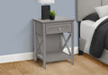 Accent Table, End, Side Table, 2 Tier, Bedroom, Nightstand, Lamp, Storage Drawer, Antique Grey Veneer, Transitional Grey Mdf