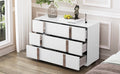 Elegant Modern Dresser With Metal Handle,Mirrored Storage Cabinet With 6 Drawers For Bedroom,Living Room,White White Mdf Metal