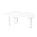 44'' X 25.9'' Easy Assembly Cloud Coffee Table With 1.5'' Thick Tabletop, Cream Style Irregular End Table With 3 Sturdy Legs, Sleek Center Table With Round Edge For Living Room, White White Mdf