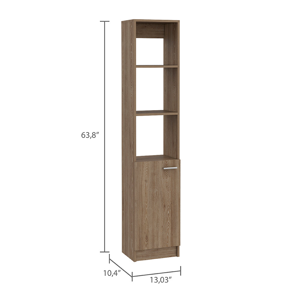 Malaga Linen Cabinet, Two Interior Shelves, Three External Shelves, Single Door Pine Beige 1 5 Bathroom Freestanding Modern Particle Board Particle Board