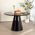 Modern Black High Gloss Minimalist Round Dining Table Black Desk And Hutch Dining Room Minimalist,Modern Freestanding Round Kitchen & Dining Tables Glossy Round Mdf Pedestal