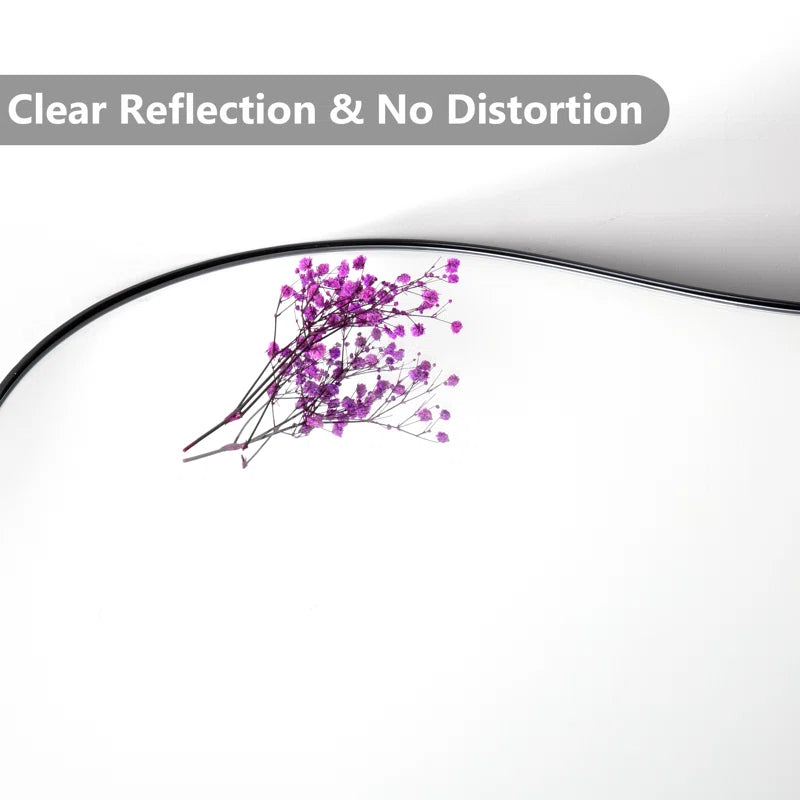 Irregular Cloud Shaped Metal Accent Wall Mirror Black And Silver Art Deco,Modern Metal