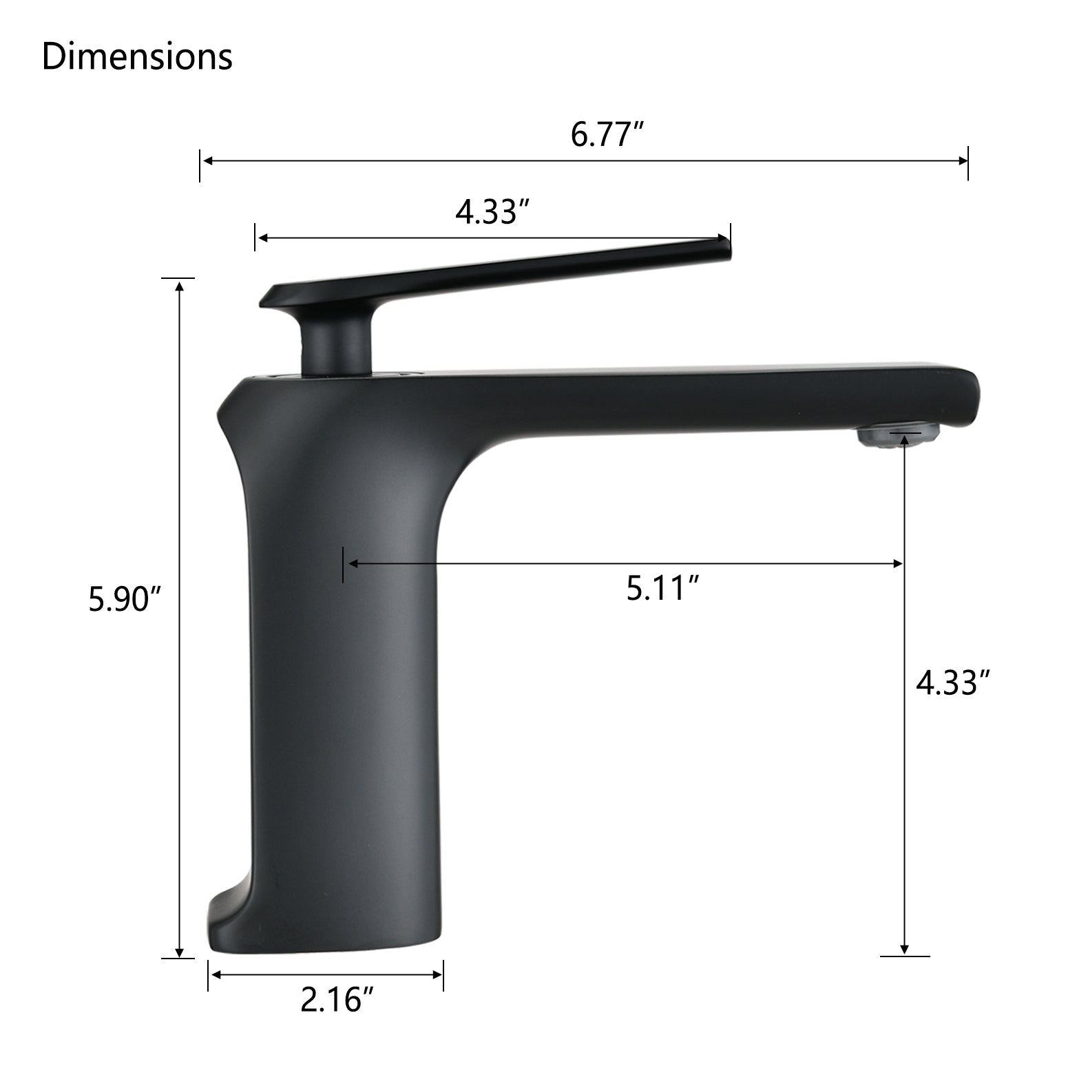 Single Hole Bathroom Faucet In Matte Black Matte Black Brass