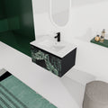 30'' Floating Wall Mounted Bathroom Vanity With Ceramics Sink & Soft Close Cabinet Door, Kd Package Black Bathroom Modern Plywood