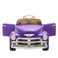 12V Kids Ride On Truck Car W Parents Control, Licensed Chevrolet 3100 Pickup,Electric Car For Kid,Vintage Modeling,3 Speeds,Led Lights,Bluetooth,Usb,High Power Up To 3.11 Mph,Age 3 Purple Polypropylene