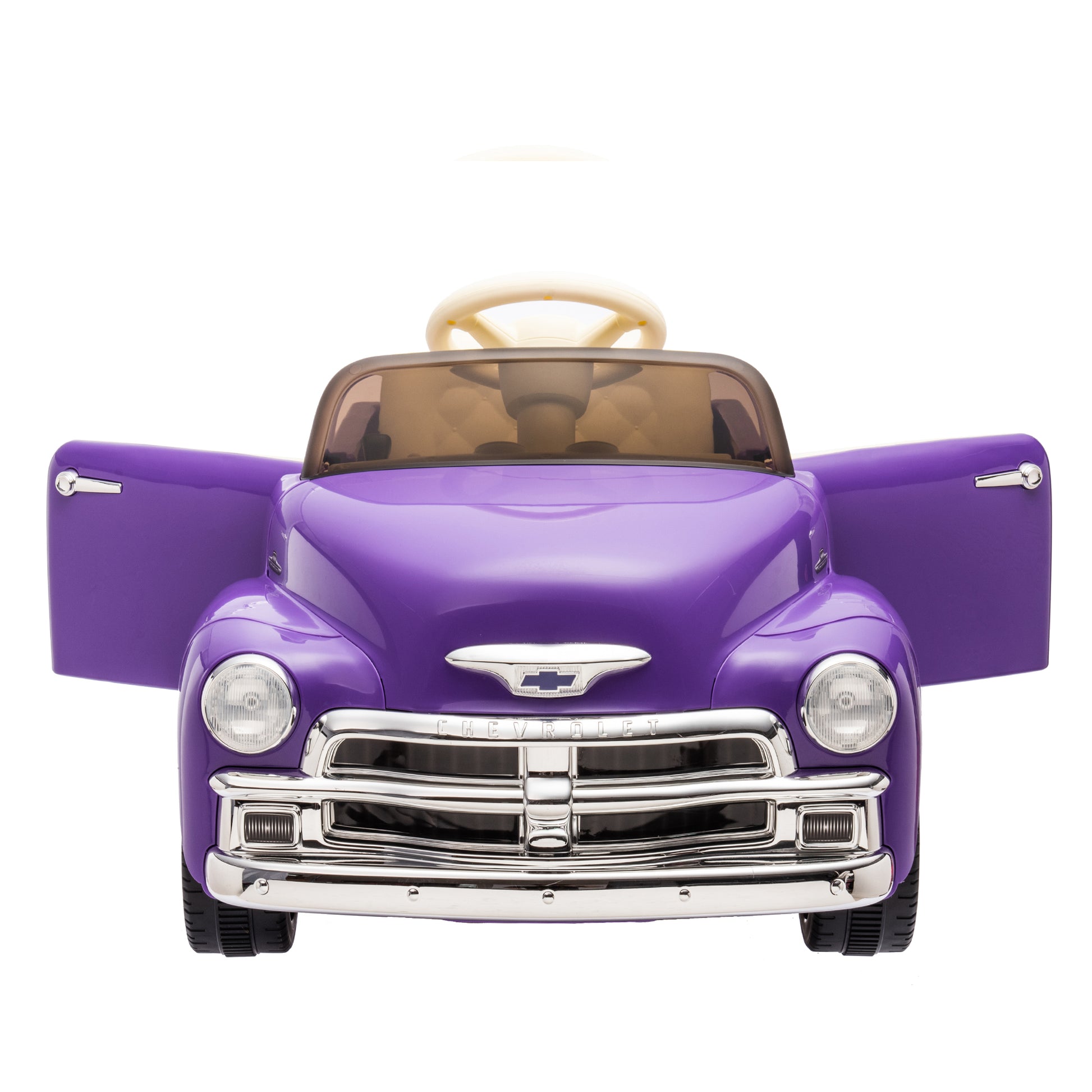 12V Kids Ride On Truck Car W Parents Control, Licensed Chevrolet 3100 Pickup,Electric Car For Kid,Vintage Modeling,3 Speeds,Led Lights,Bluetooth,Usb,High Power Up To 3.11 Mph,Age 3 Purple Polypropylene