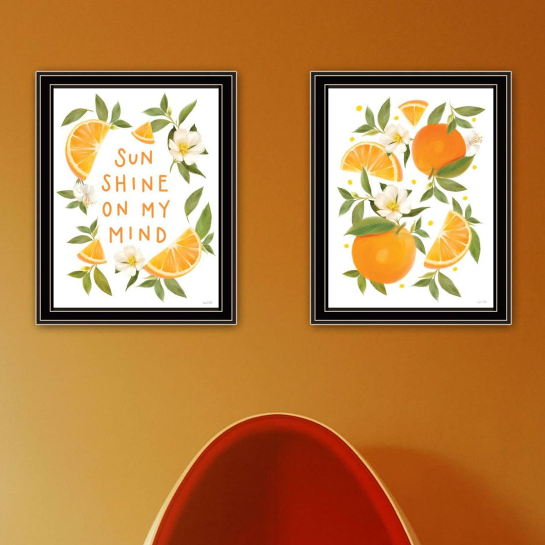 "Sunshine On My Mind Oranges" Framed Wall Art For Living Room, Wall Art Print For Home Decor, Bedroom Wall Art By House Fenway Multicolor Wood Paper