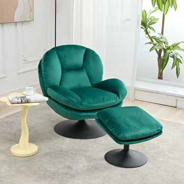 39A Rocking And Swivel Leisure Chair Lounge Chair Velvet Green Color With Ottoman Green Velvet