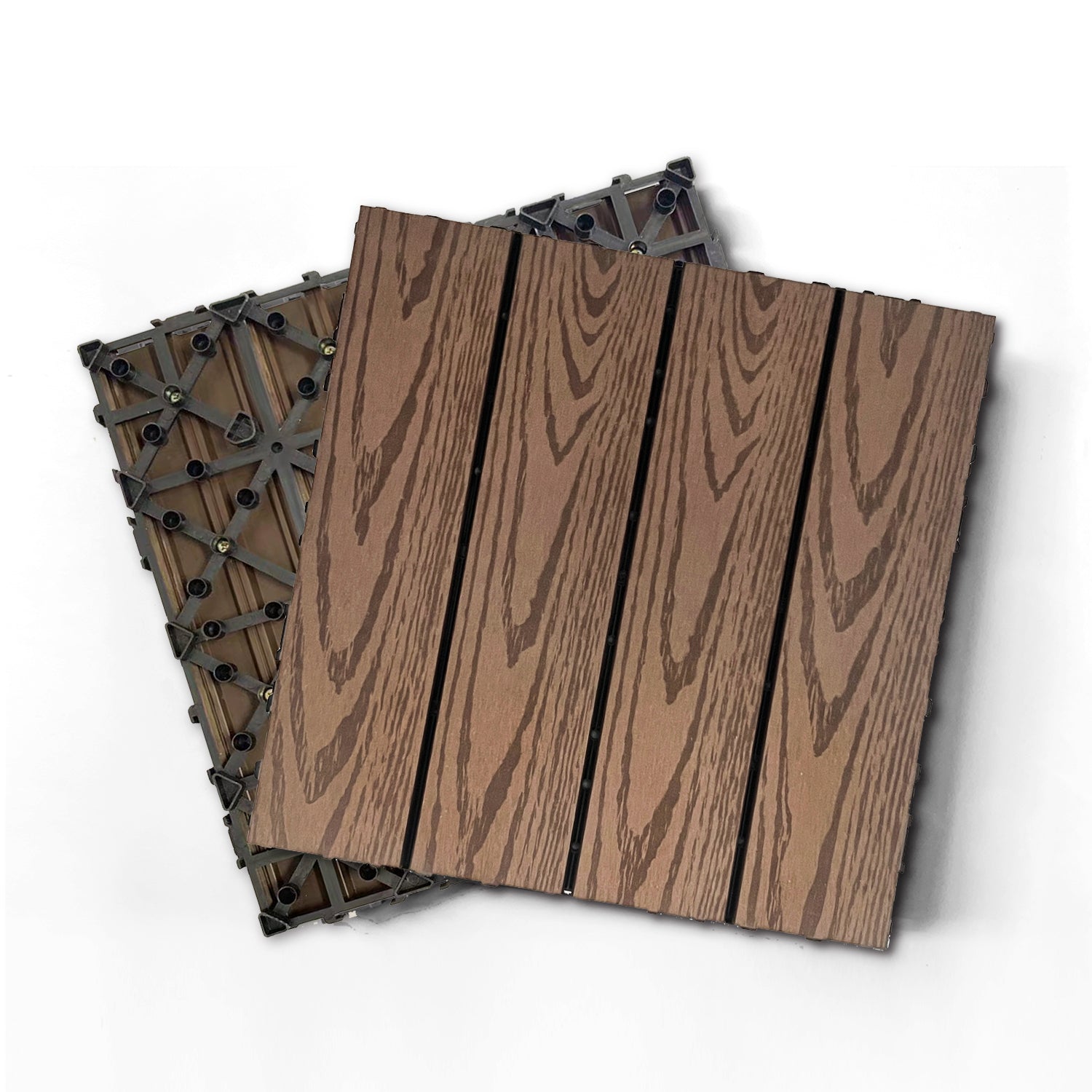 Wood Plastic Composite Deck Tiles Set Of 20Pcs, Composite Decking Resist Rust, Water, Weather, Easy To Diy & Maintain, Indoor&Outdoor,Ideal For Patios, Balconies, Rooftops, Decks, 12X12In Light Coffee Light Coffee Modern Plastic Wood Plastic