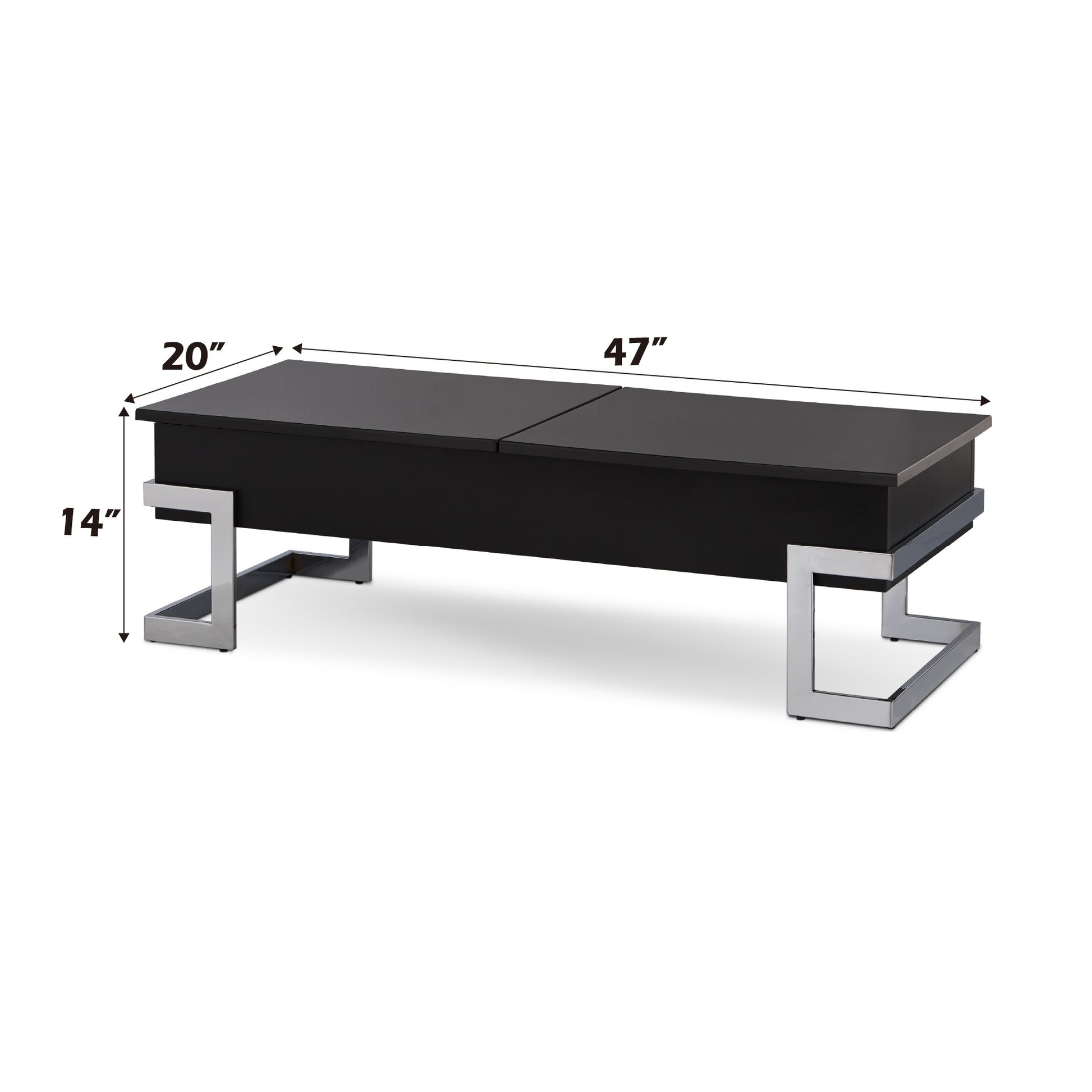 Calmam Black High Gloss & Chrome Finish Coffee Table W Lift Top Black Synthetic Wood