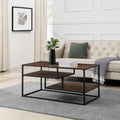 Contemporary Two Tone Metal Coffee Table Dark Walnut Dark Brown Mdf Mdf