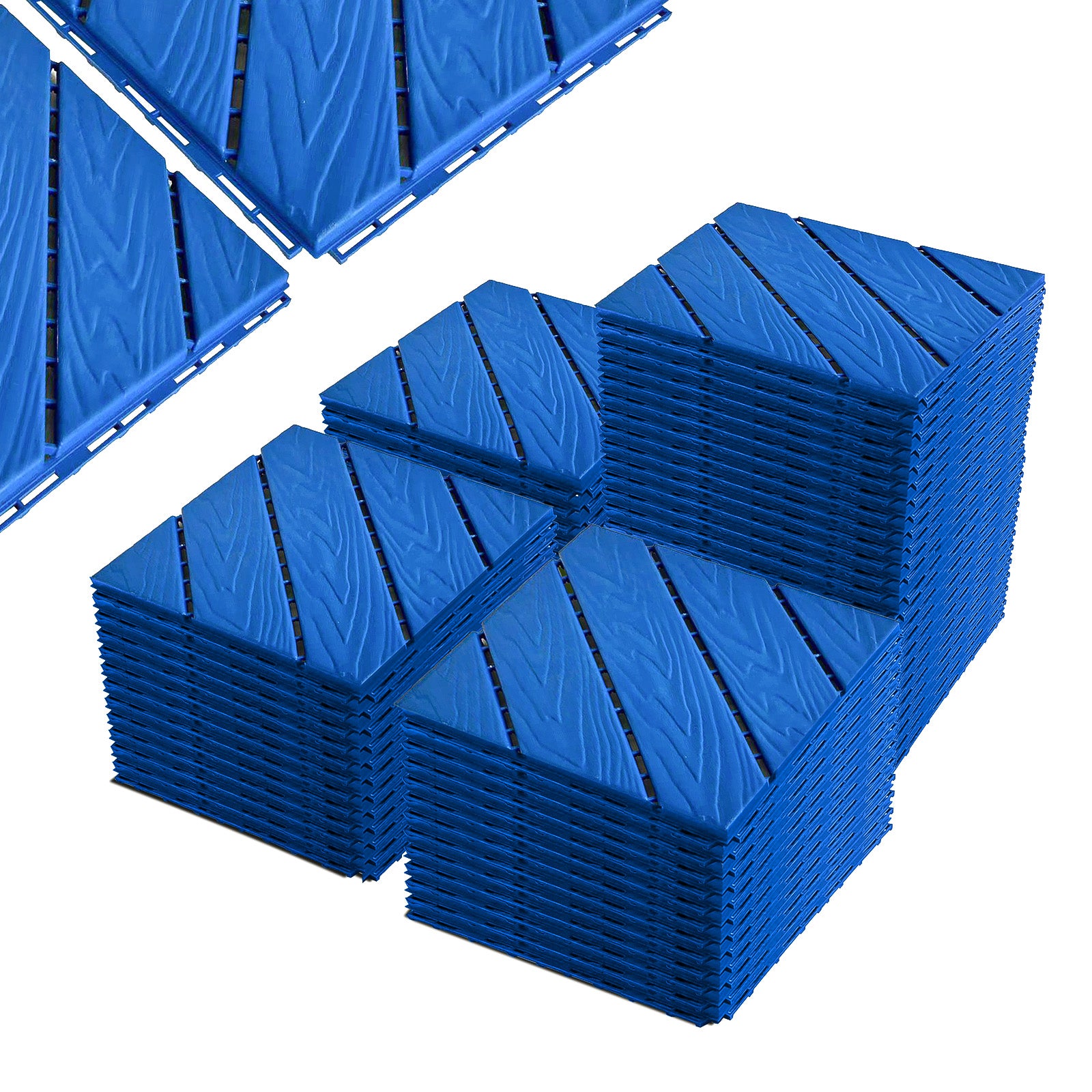 Plastic Interlocking Tiles, 44 Patio Tiles, 12" X 12" Wave Pattern Connected Waterproof Easy To Attach Outdoor All Weather Use, Suitable For Poolside Balconies Backyard Patio Deck Tiles, Blue Blue Garden & Outdoor Hdpe