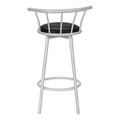 Barstool, Set Of 2, Swivel, Bar Height, Grey Metal, Black Leather Look, Contemporary, Modern Silver Foam Metal