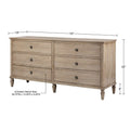 Victoria 6 Drawer Dresser Natural Solid Wood