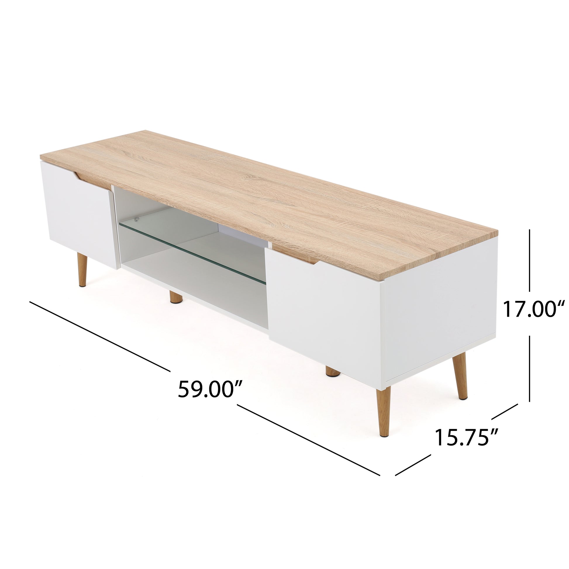 Tv Stand White Oak 50 59 Inches Wood