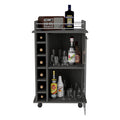 Bar Cart Baltimore, Six Wine Cubbies, Smokey Oak Finish Gray Particle Board