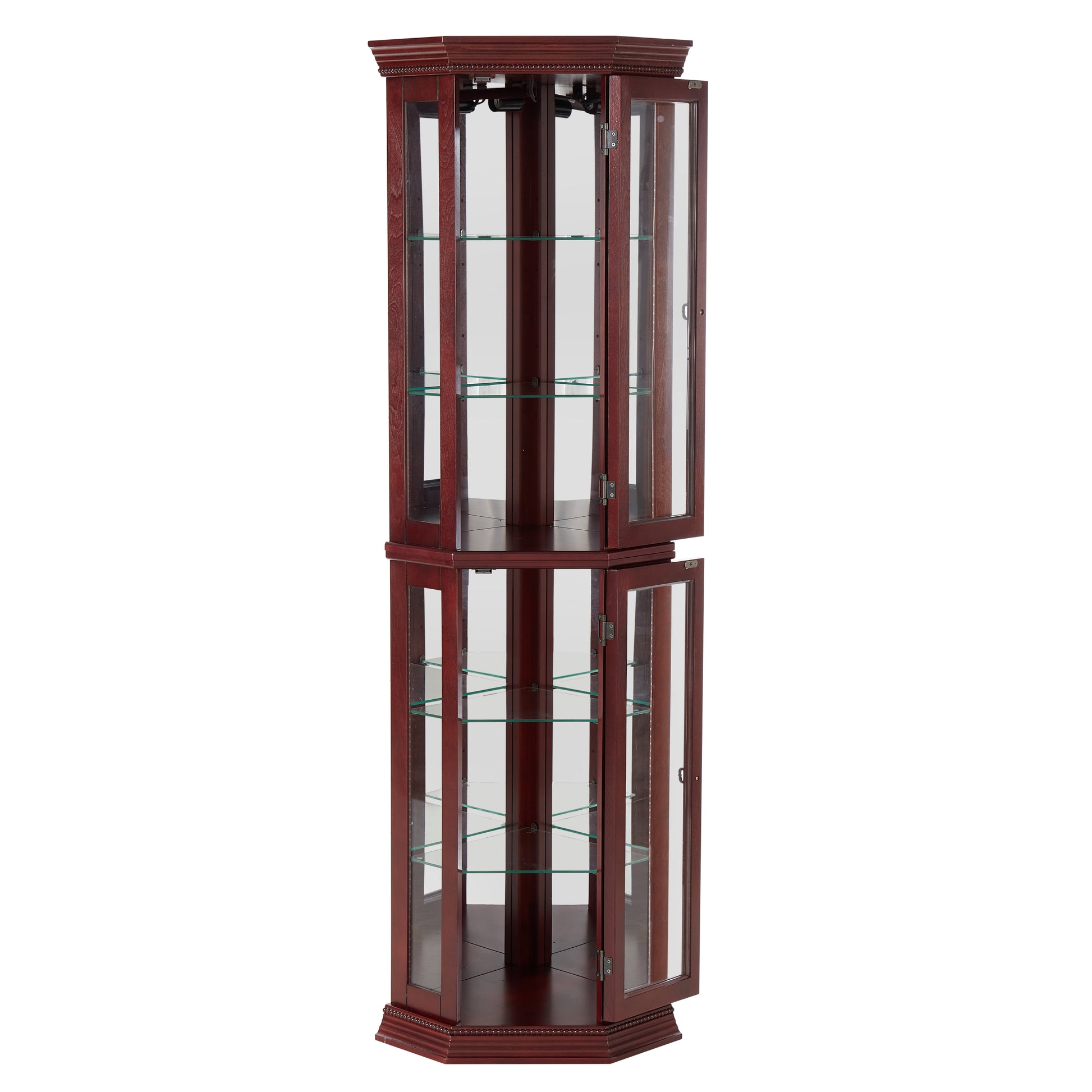 Corner Curio Cabinet With Lights, Adjustable