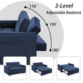 Stylish Blue Pull Out Sofa Bed With Woven Polyester Fabric & Solid Wood Frame Blue Polyester 2 Seat