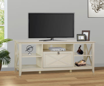 Tv Stand "Chic Antique White Tv Stand Media Console With Storage Elegant Entertainment Center With Open Shelves And Drawers" White 70 79 Inches Solid Wood