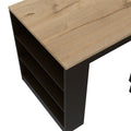 Kitchen Island Table, Two Legs, Three Side Shelves, Black Pine Multicolor Solid Wood Mdf Engineered Wood