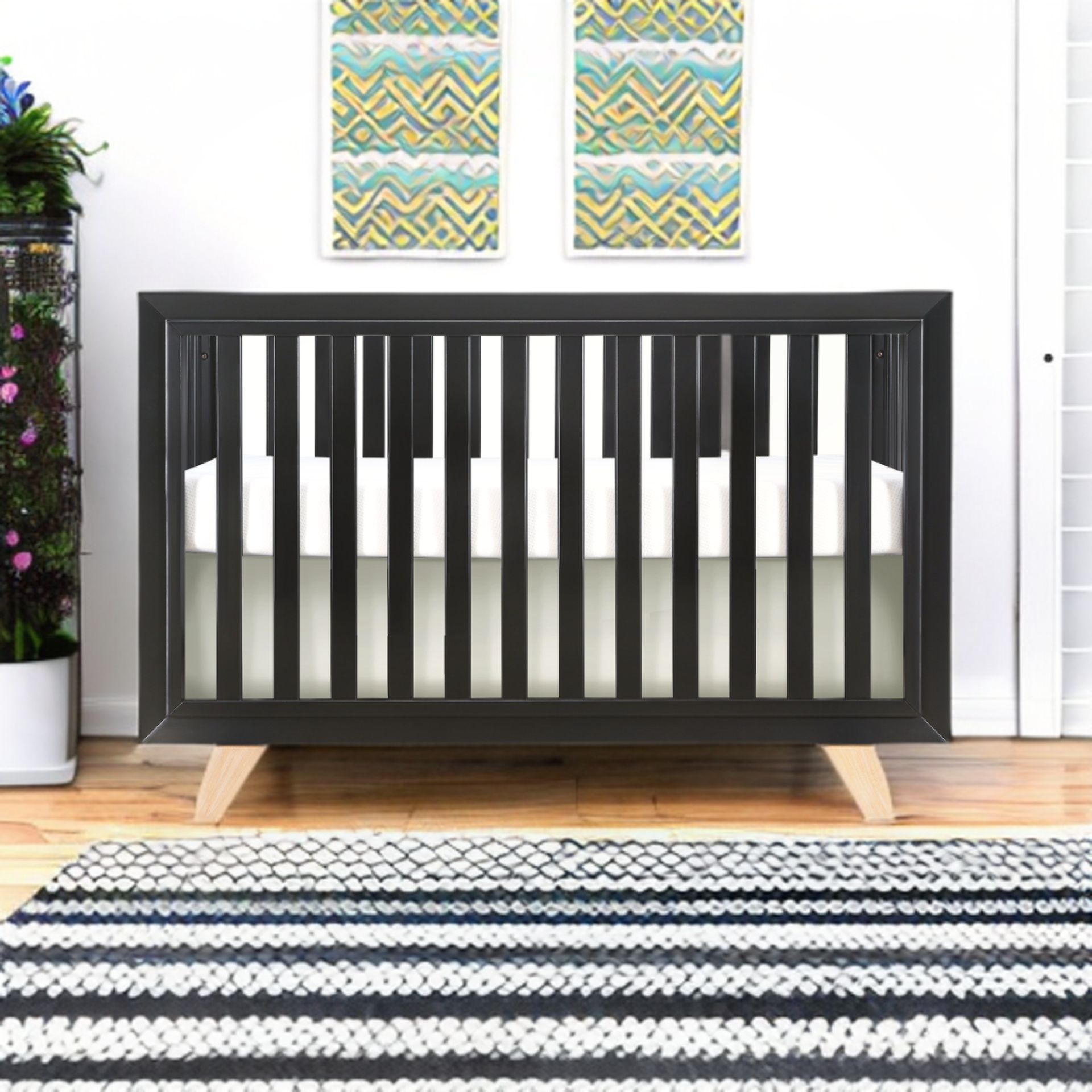 Wooster Crib In Black Black Espresso Bedroom Contemporary Pine Wood