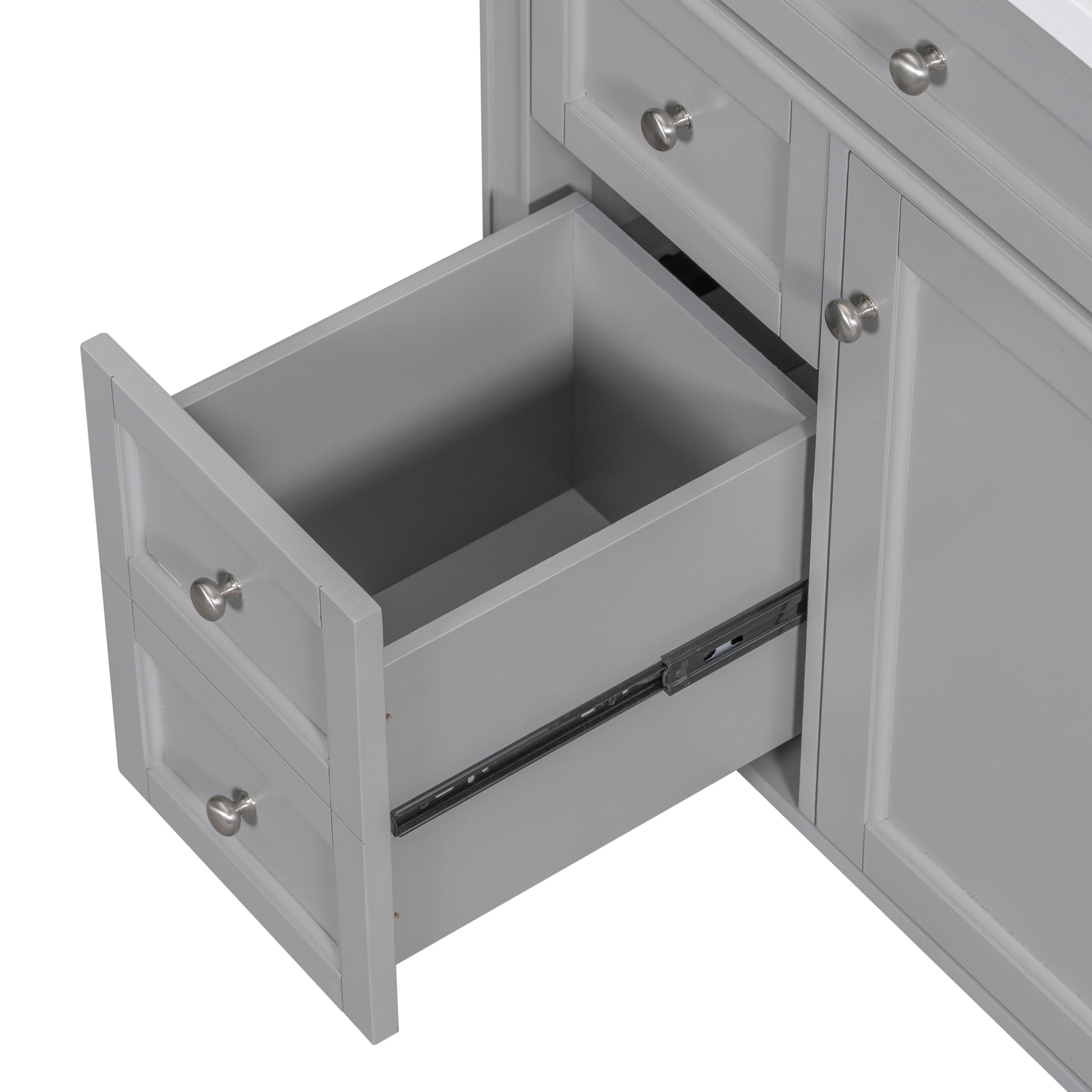 30'' Bathroom Vanity With Top Sink, Modern Bathroom Storage Cabinet With 2 Drawers And A Tip Out Drawer, Single Sink Bathroom Vanity Grey Modern Mdf Ceramic,Solid Wood Mdf