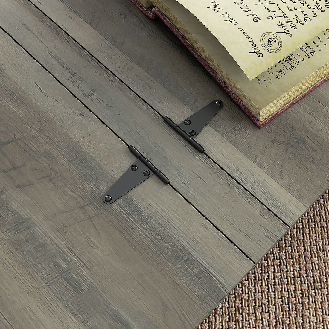Homcom Farmhouse Coffee Table, Square Coffee Table With Storage For Living Room, Center Table With Hinged Flip Lift Top And Hidden Space, Distressed Gray Gray Particle Board