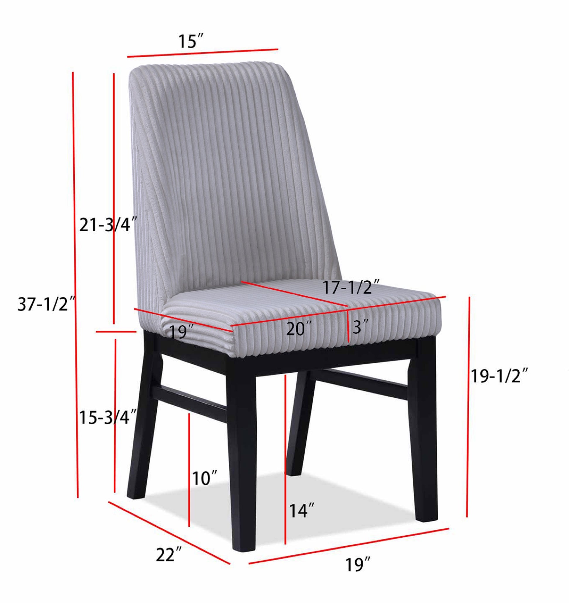 2Pc Contemporary Upholstered Side Chair Light Gray Textured Fabric Upholstered High Back Cushioned Seat Wooden Dining Room Home Furniture Black Finish Black,Light Gray Dining Room