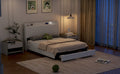 Queen Size Upholstery Platform Bed With Storage Headboard, Led, Usb Charging And 2 Drawers, Beige Queen Beige Upholstered