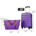 Hardshell Luggage Sets 20Inches Bag Spinner Suitcase With Tsa Lock Lightweight Purple Abs