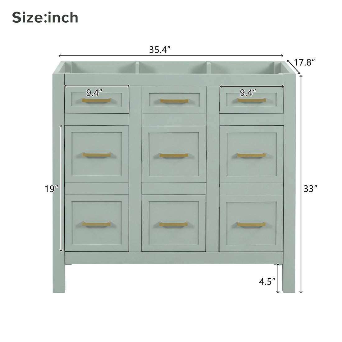 Cabinet Only 36" Light Green Bathroom Vanity Sink Not Included Green Bathroom Solid Wood Mdf