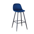 Bar Stools Set Of 2, 30 Inches Velvet Barstool Modern Counter Bar Height Chair With Back, Sturdy Metal Legs & Footrests, Easy Assembly, Island Stool For Kitchen Bar Blue Velvet