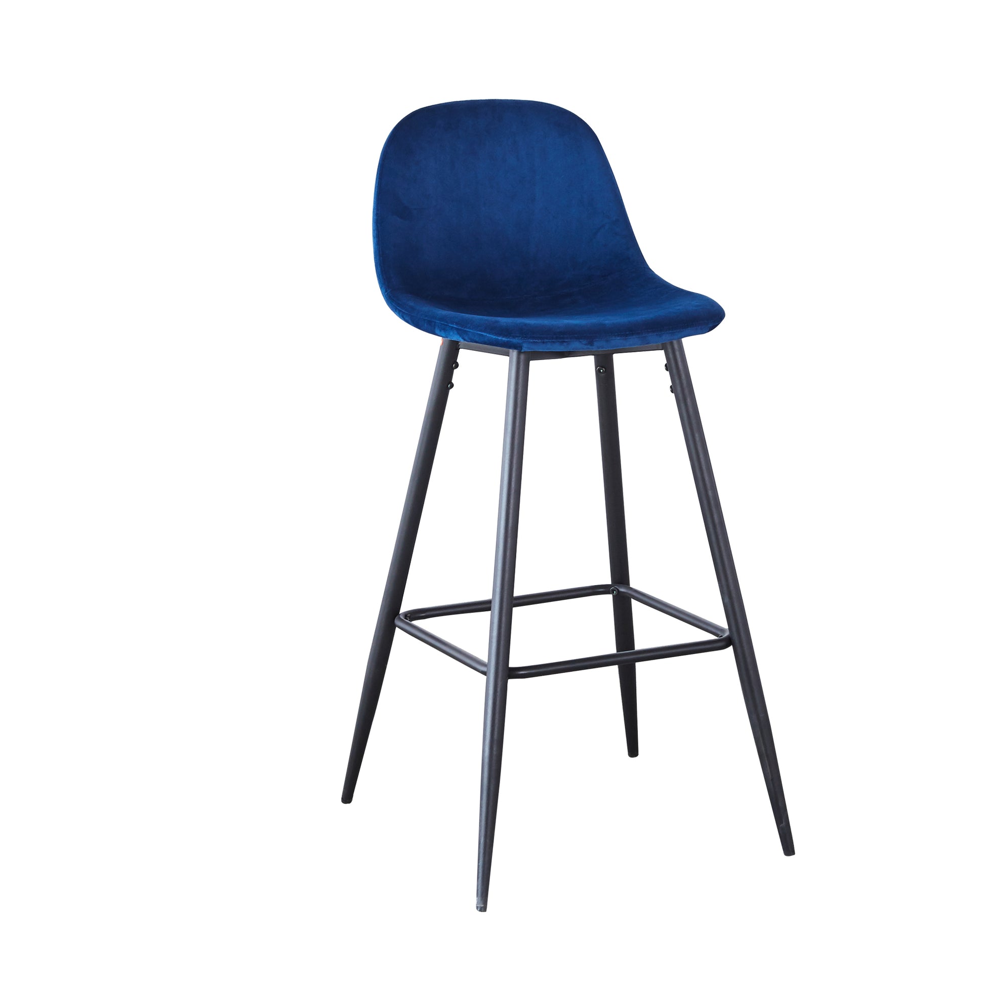 Bar Stools Set Of 2, 30 Inches Velvet Barstool Modern Counter Bar Height Chair With Back, Sturdy Metal Legs & Footrests, Easy Assembly, Island Stool For Kitchen Bar Blue Velvet