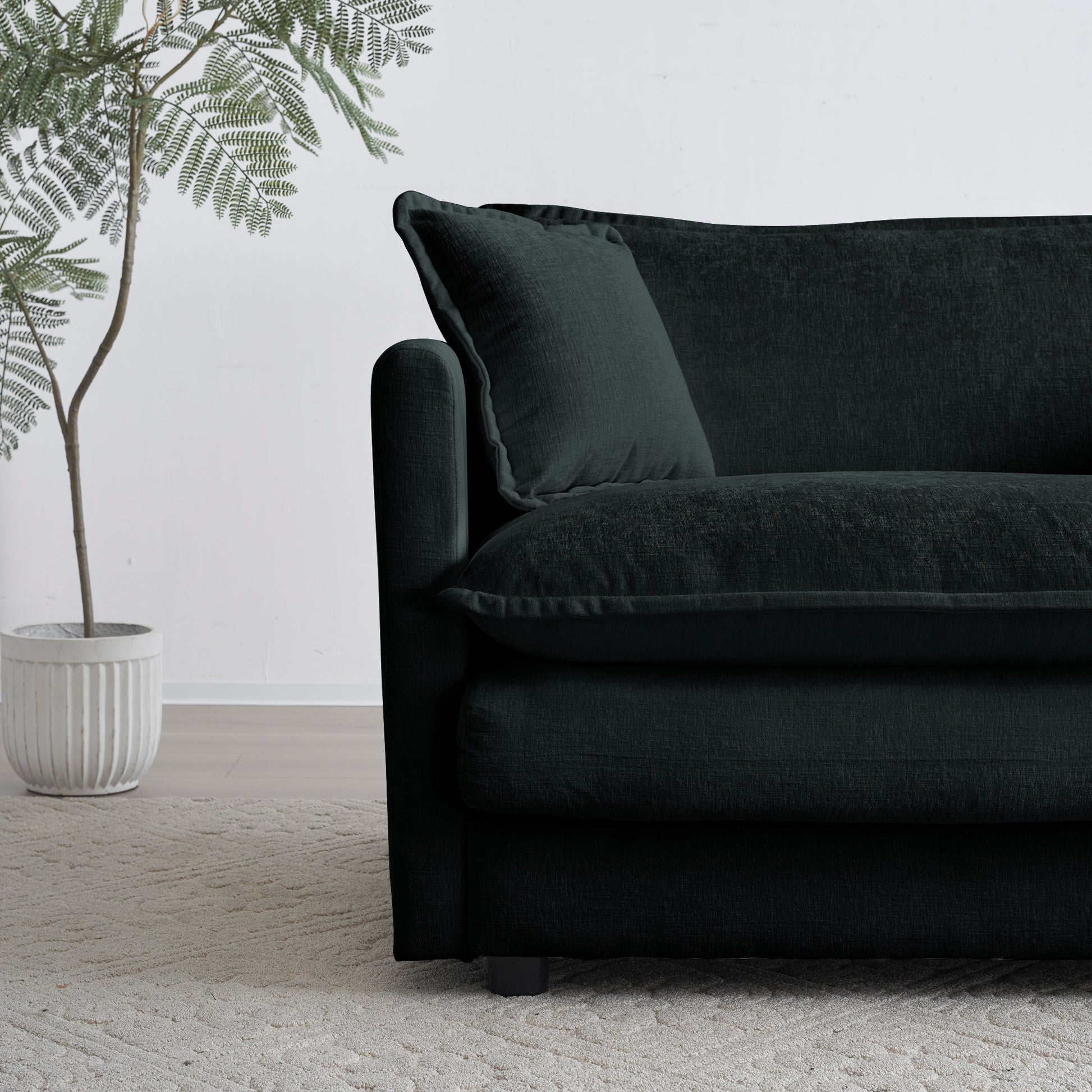 Free Combination Comfy Upholstery Modular Oversized L Shaped Sectional Sofa With Reversible Ottoman, Black Chenille Black Chenille 3 Seat